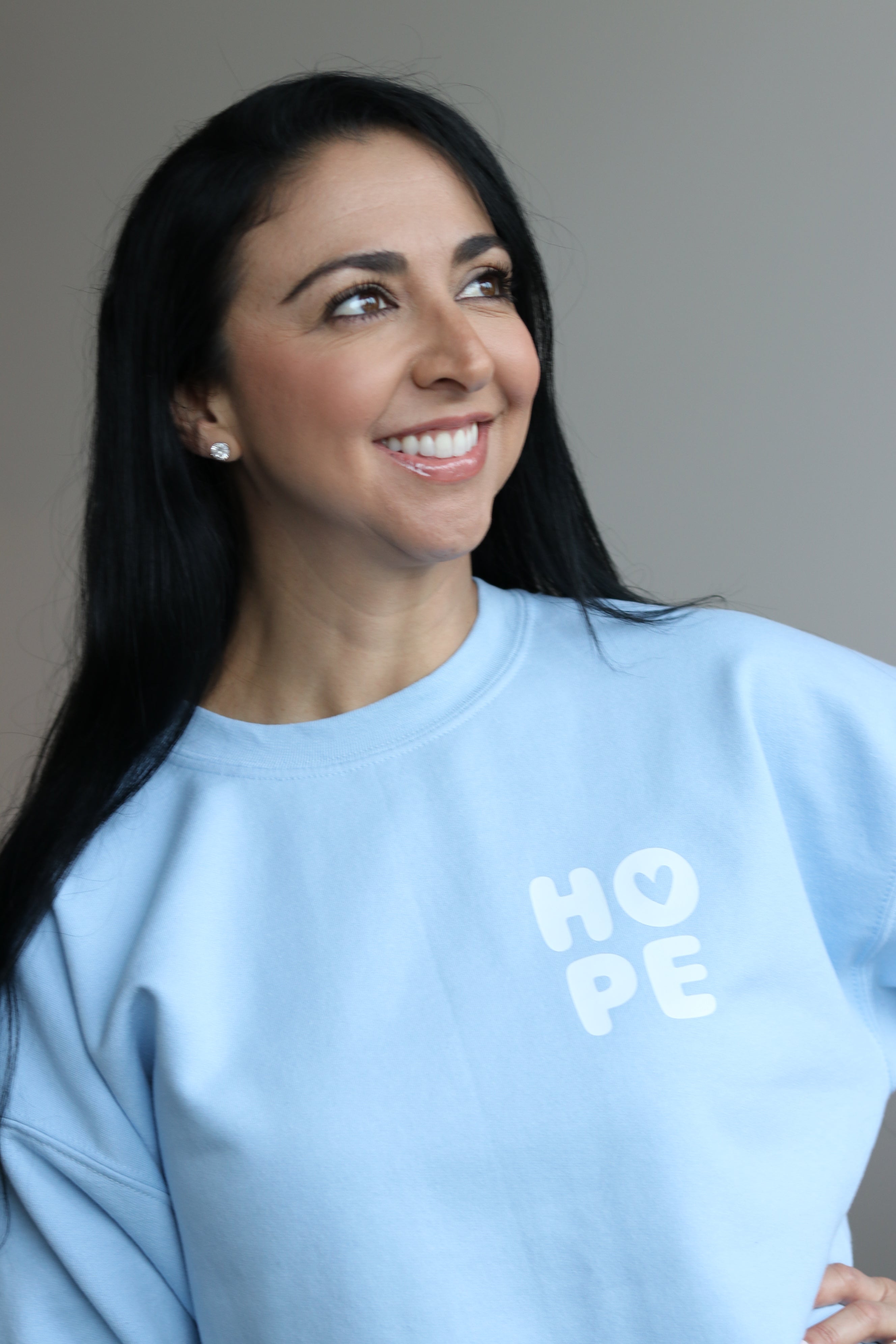 Hope Wins Sweatshirt in Light Blue – Hope Again Collective